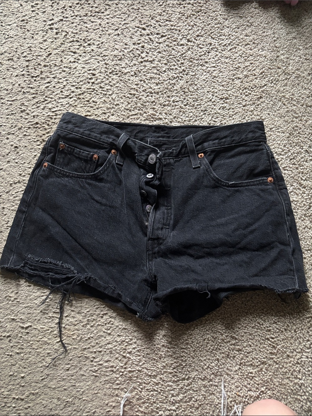 Levi's Black High-Rise Cutoff Denim Shorts